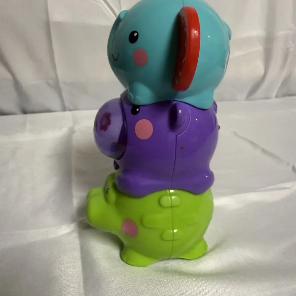 Fisher Price Alligator Hippo Elephant Stacking Animals Green Purple Baby Toy